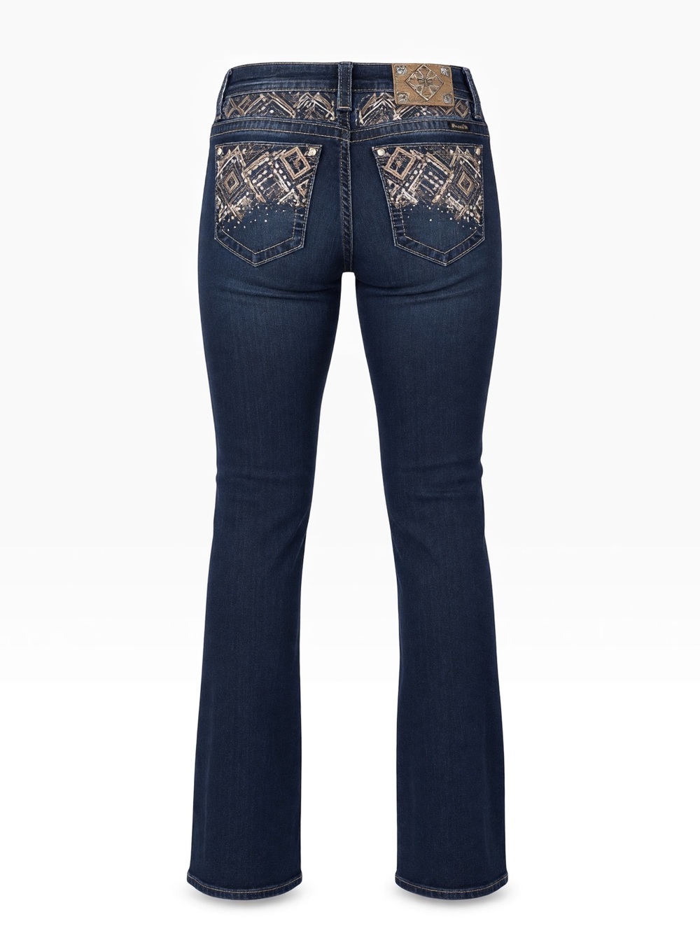 Miss Me Dark Blue Bootcut Jeans with Faded Detail